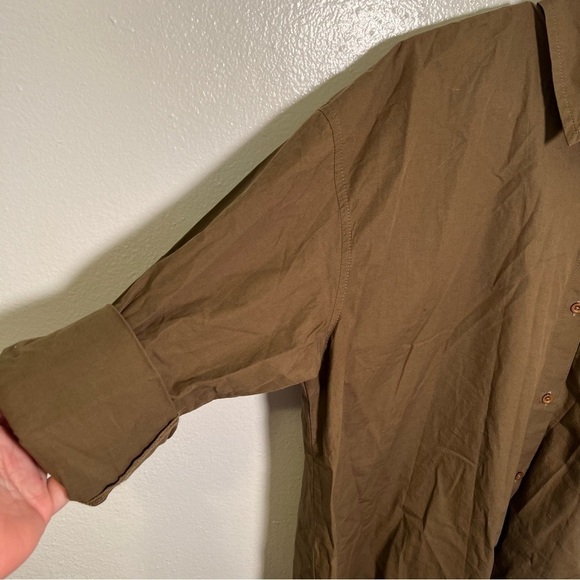 Melrose and Market Collared Poplin Shirt Olive Moss - Picture 7 of 15